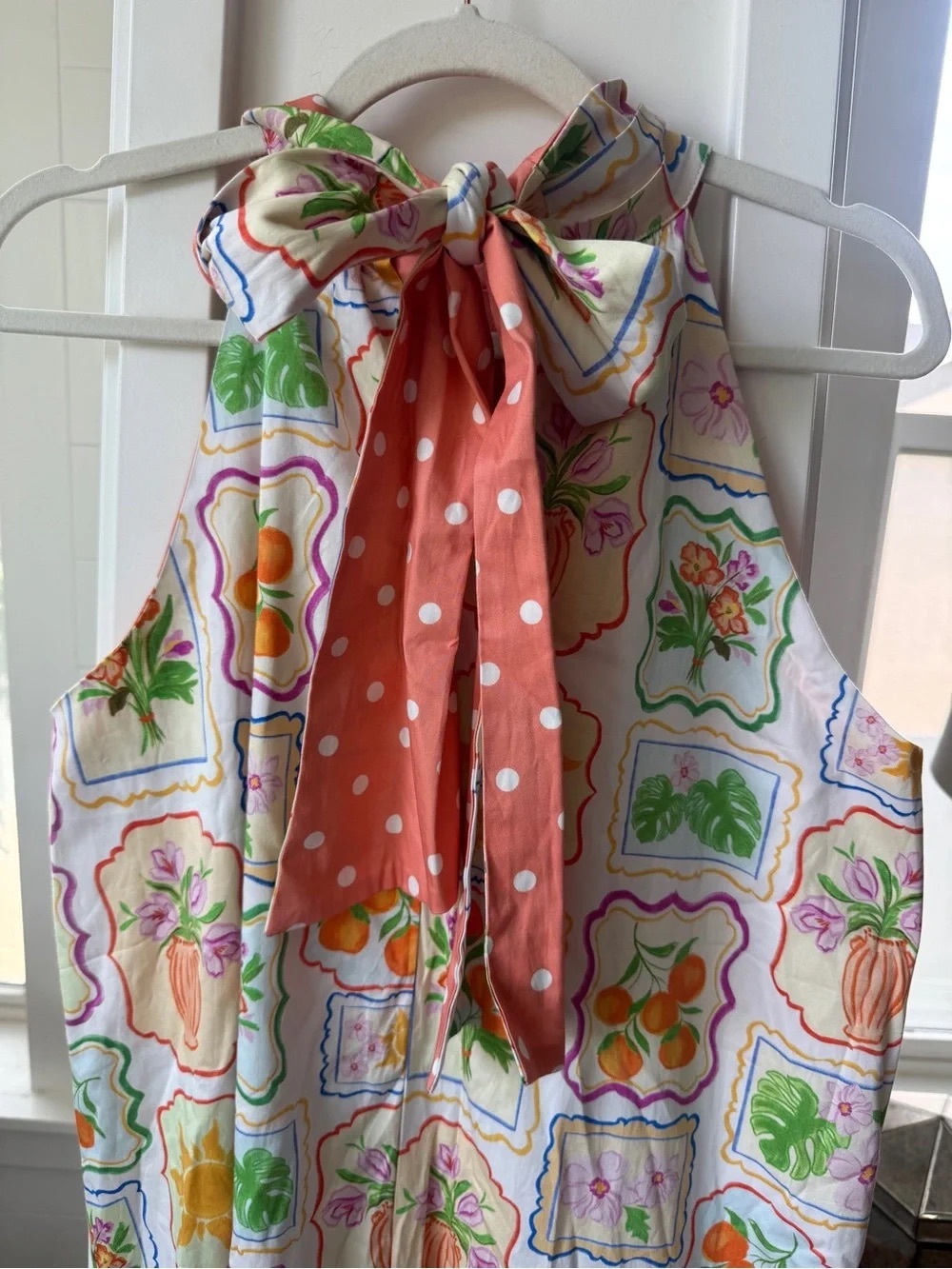 NWT | Prosperina Reversible Sleeveless Halter Maxi Dress Floral Polka Dot Size M - Picture 10 of 11